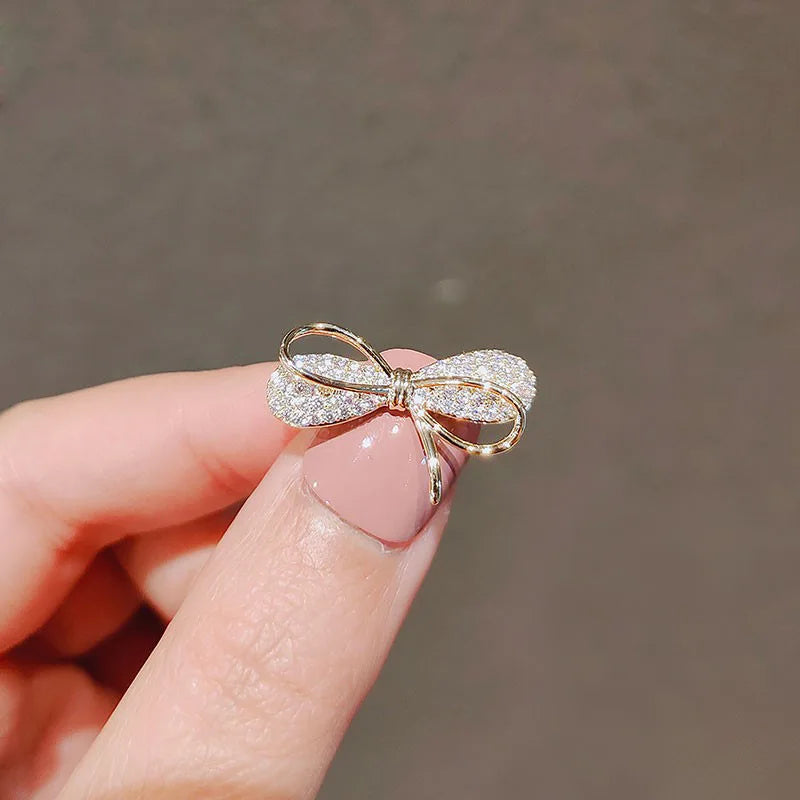 Crystal Bow Brooch