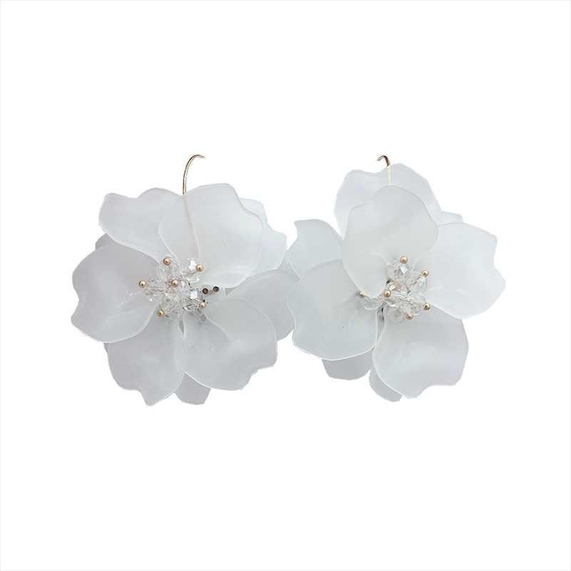 White Arcylic Flower Earrings