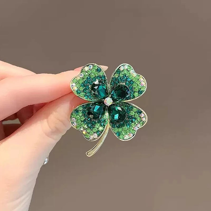 Rhinestone Clover Brooches