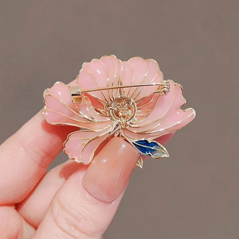 Elegant Pearl Peony Flower Brooches