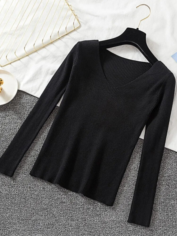 Long Sleeve V-neck Top (12 colors)