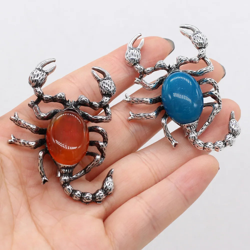 Natural Stone Crystal Scorpion Brooch