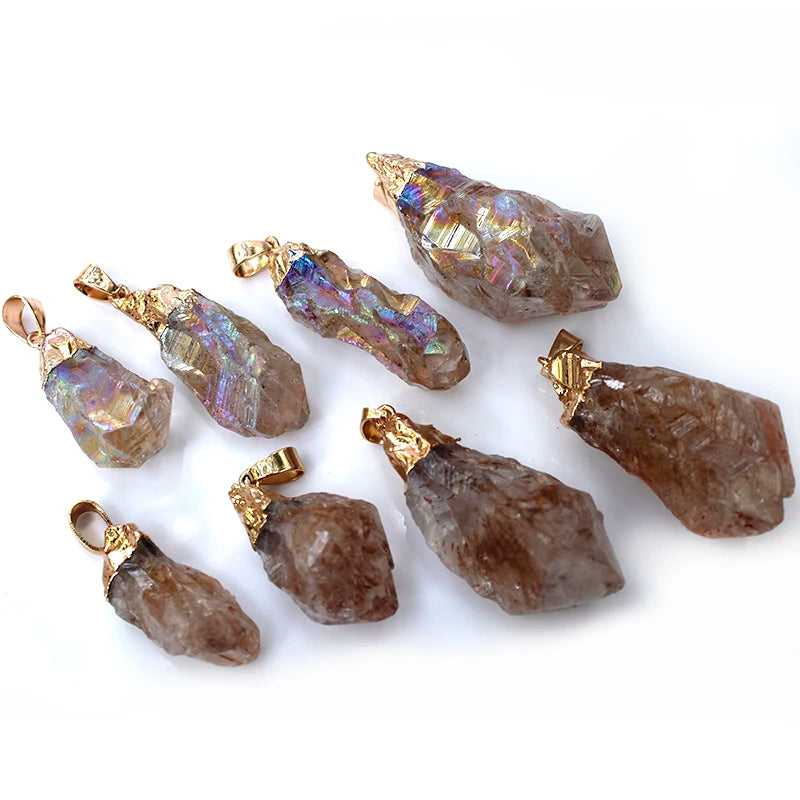 Rainbow Healing Crystal Stone Pendant Necklace