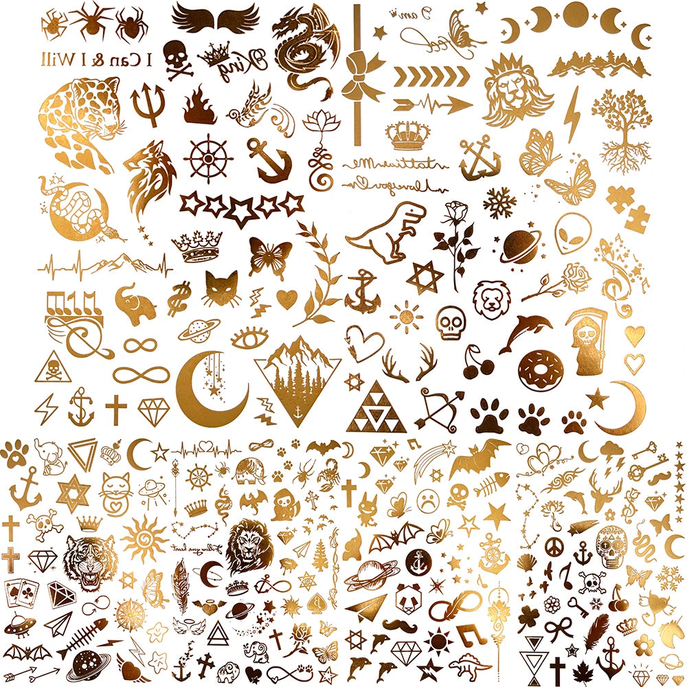 Metallic Gold Temporary Tattoos (52 options)