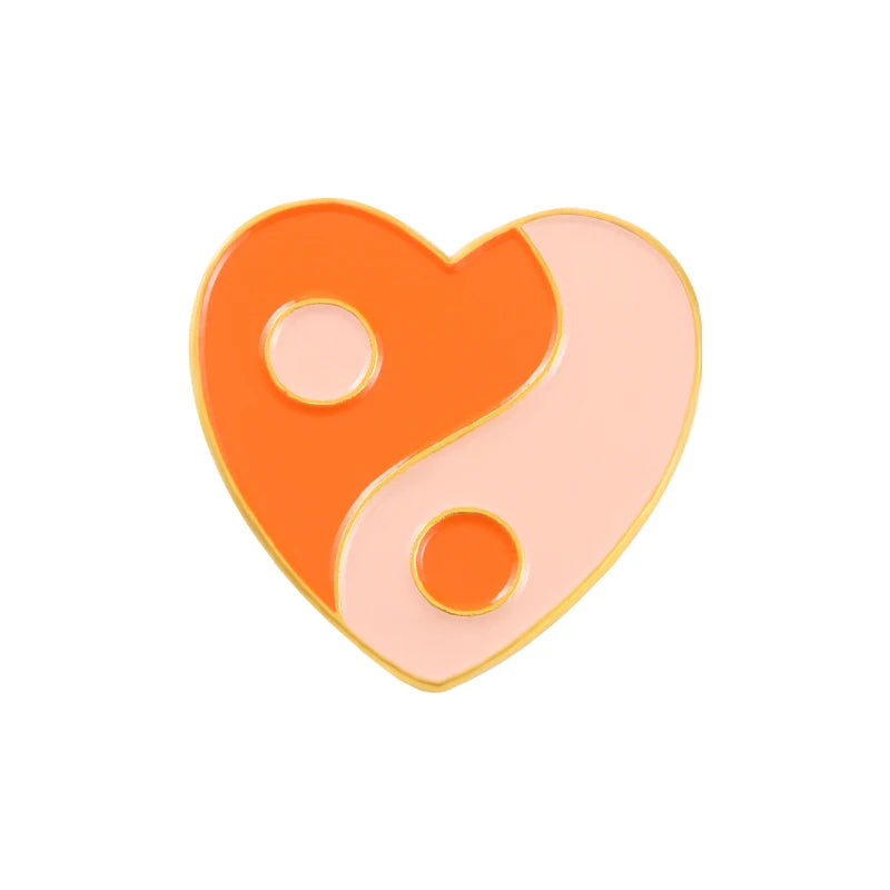 Yin Yang Love Heart Brooch