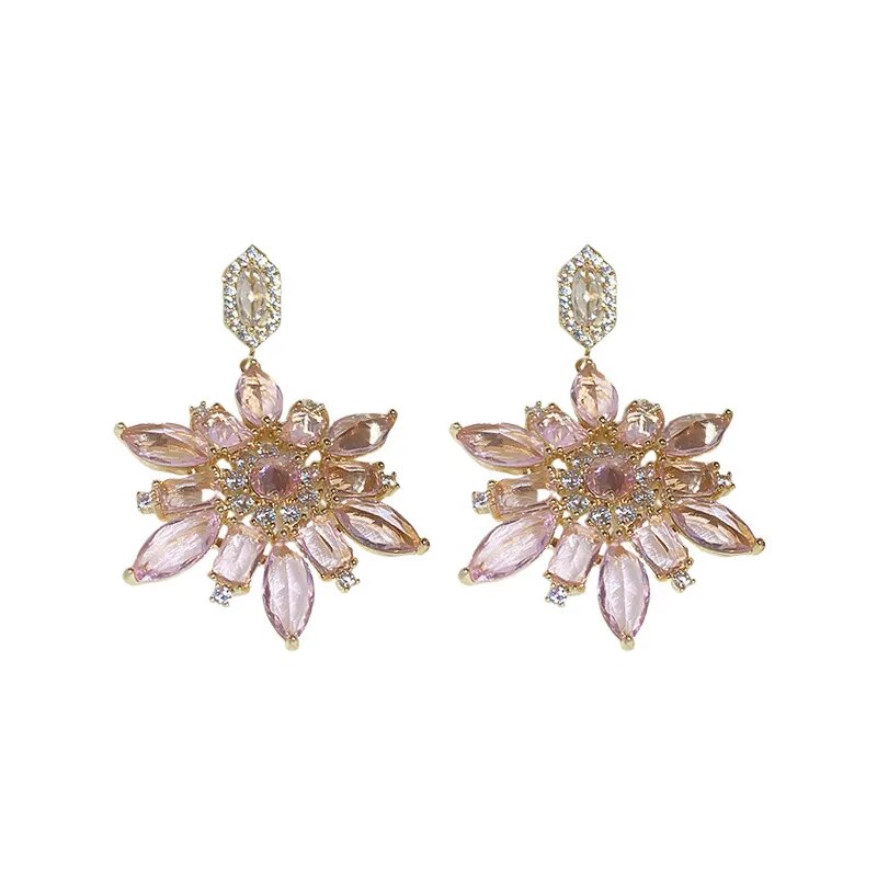 Pink Ice Flower Earrings