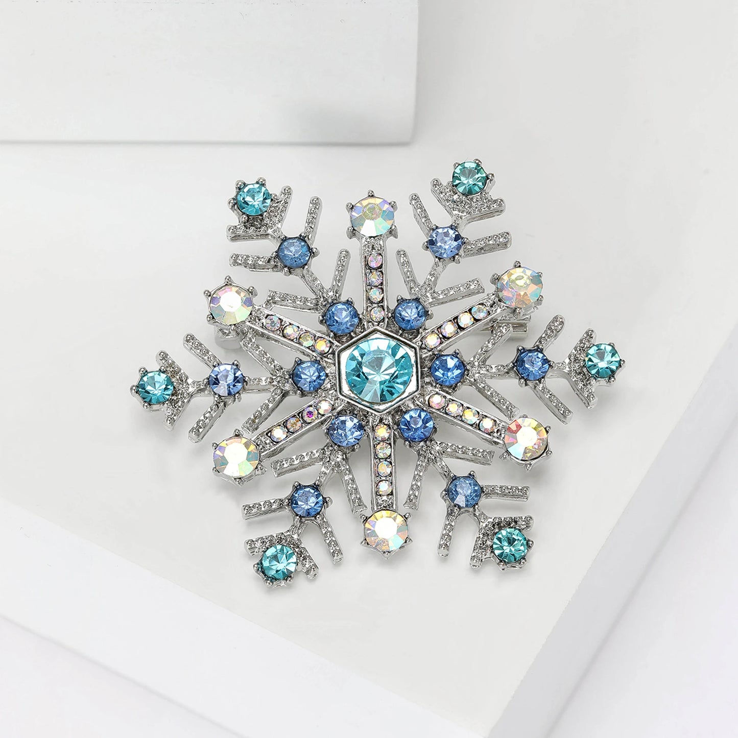 Rhinestone Christmas Snowflake Brooch