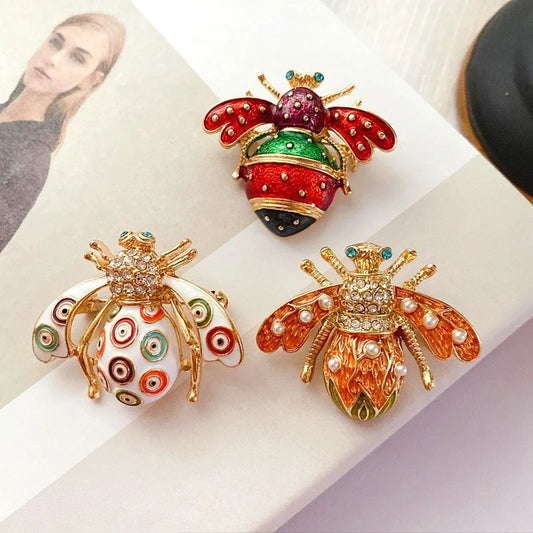 Colorful Enamel Bug Brooches