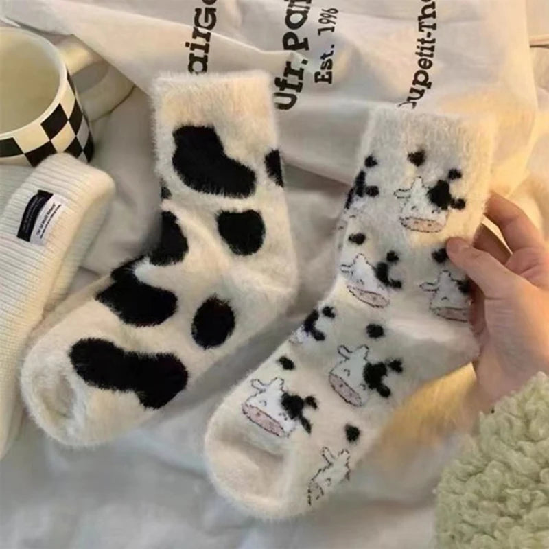 Fuzzy Cow Socks (2 styles)