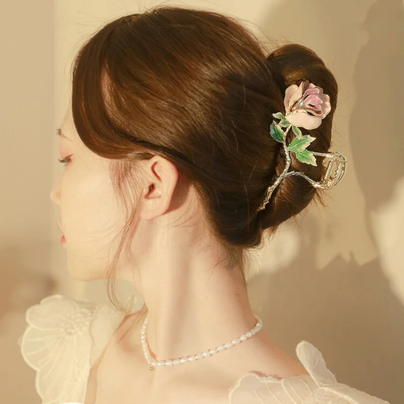 Exquisite Rose Flower Hair Clip