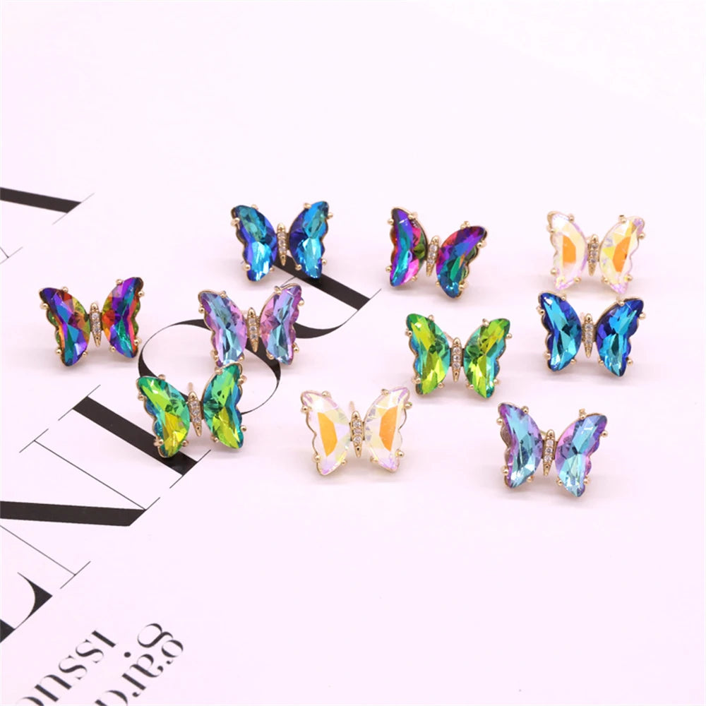 Colorful Crystal Butterfly Earrings