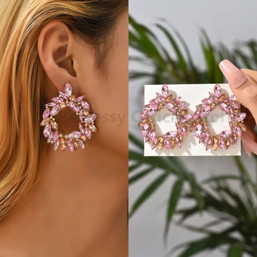 Pink Luxury Crystal Earrings (30 styles)