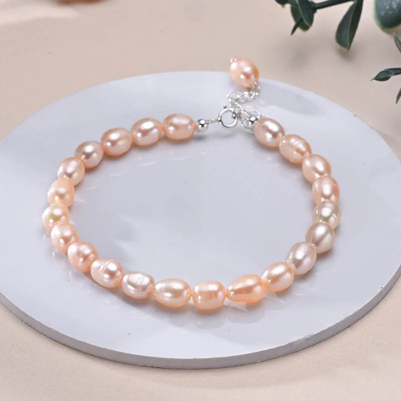 Natural Freshwater Pearls Rice Shape Multicolored Bracelets