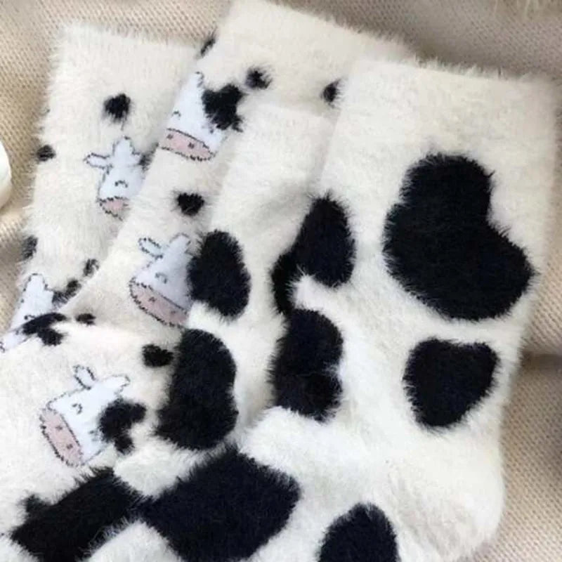 Fuzzy Cow Socks (2 styles)