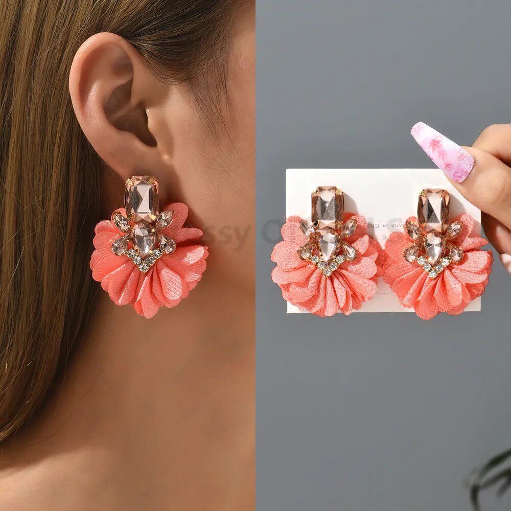 Rhinestone Flower Earrings (28 styles)