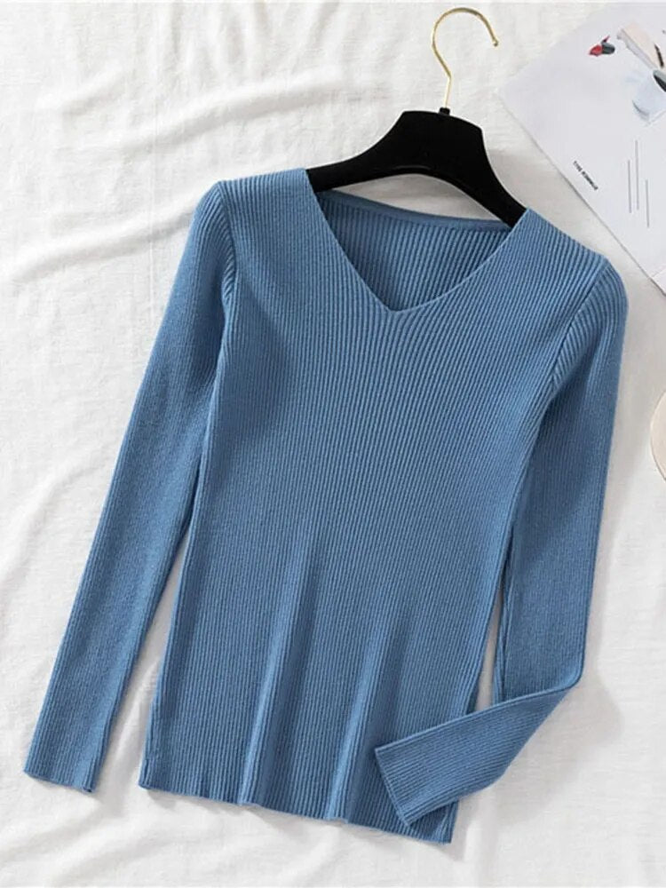 Long Sleeve V-neck Top (12 colors)