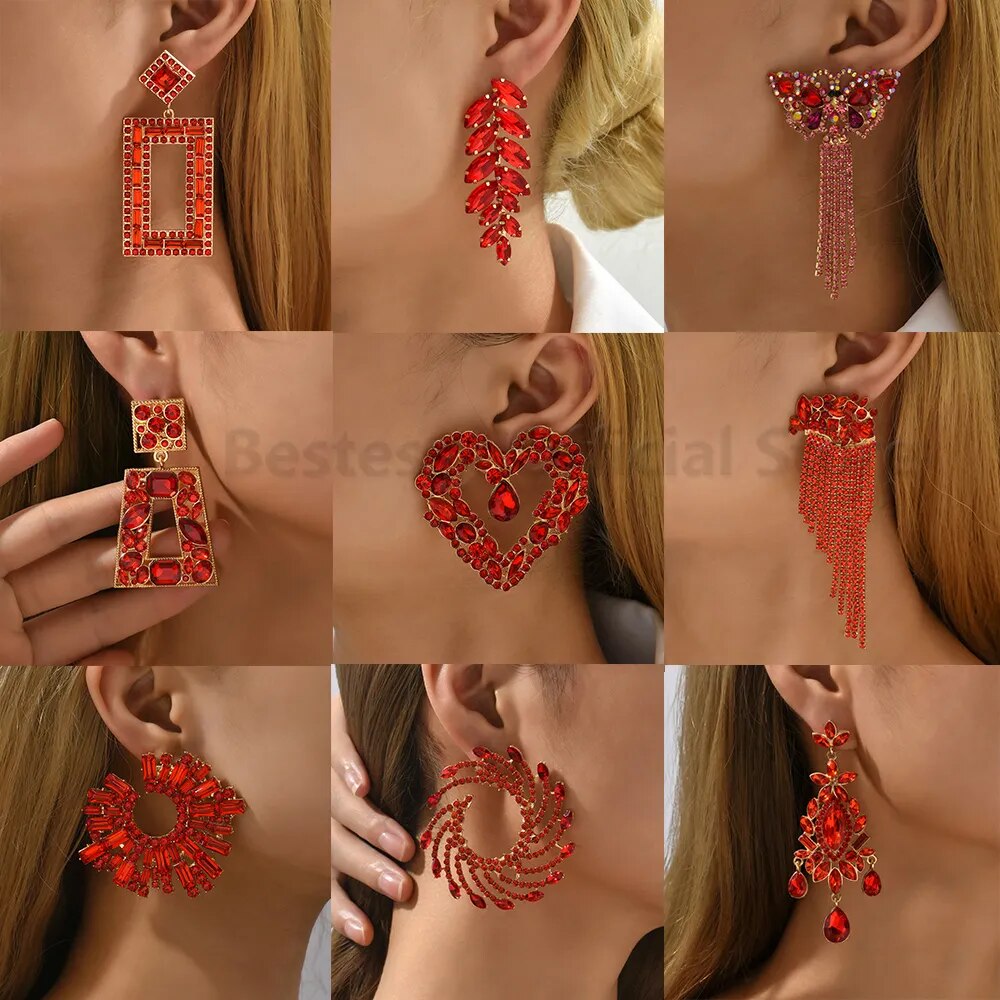 LUXURY Red Crystal Earrings (24 styles)