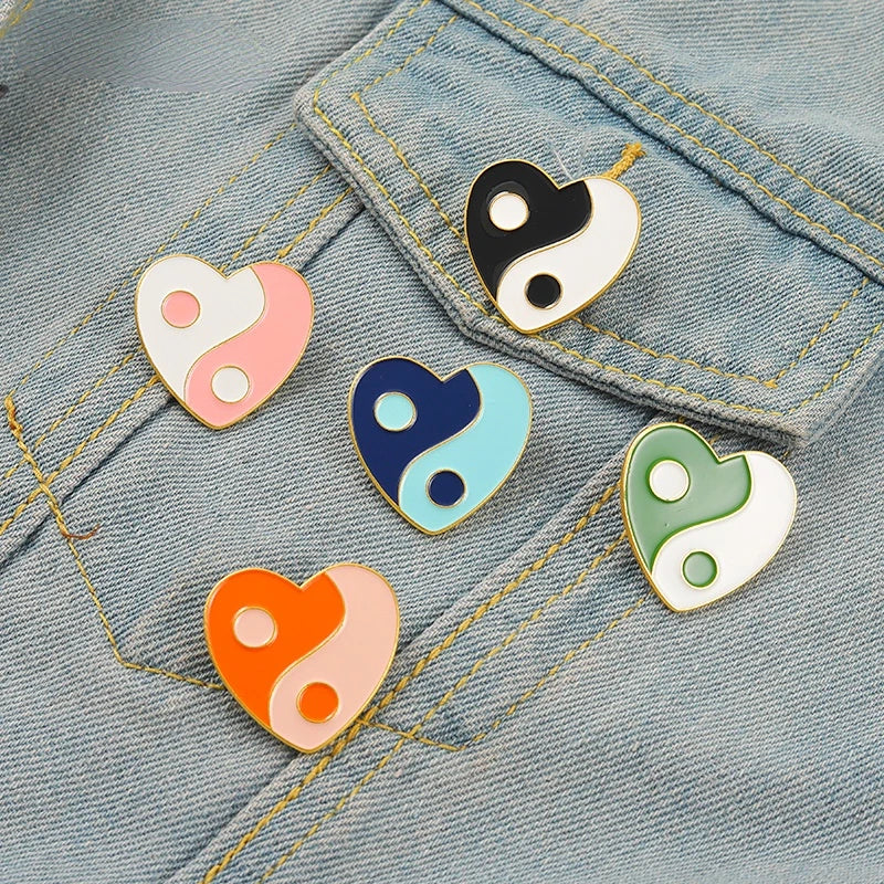 Yin Yang Love Heart Brooch