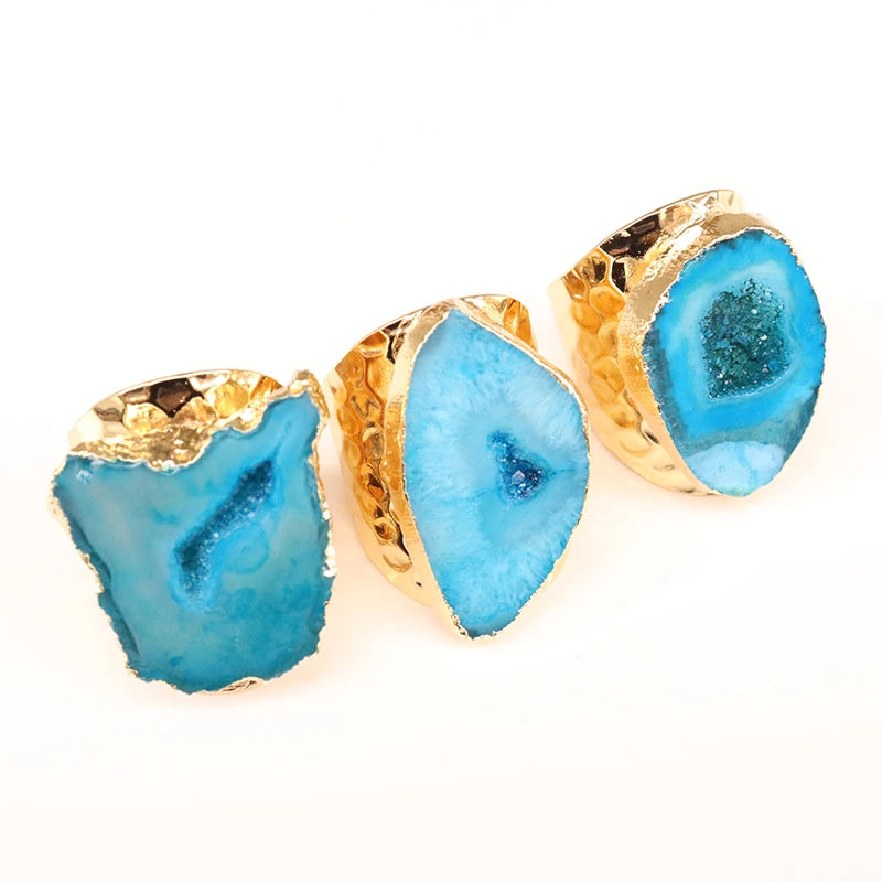 Natural Geode Stone Rings