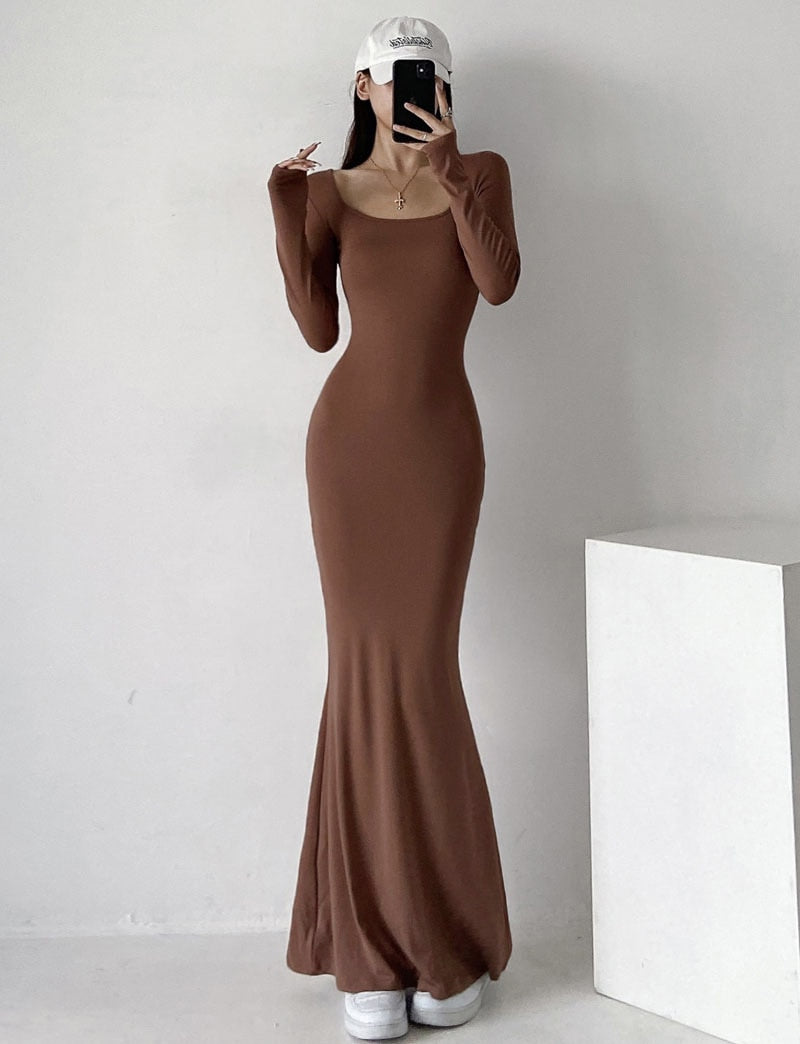 Sexy Fishtail Dress (Brown/Gray/Black)