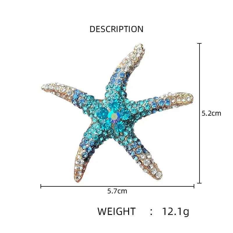 Rhinestone Starfish Brooches (4 colors)