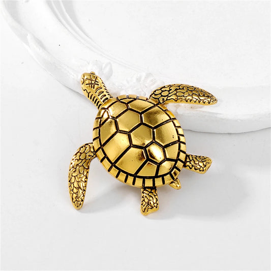 Metal Turtle Brooch (Silver/Gold)