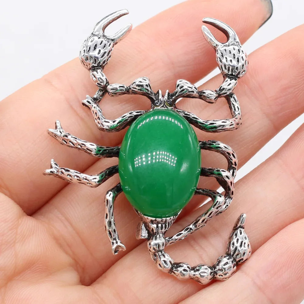 Natural Stone Crystal Scorpion Brooch