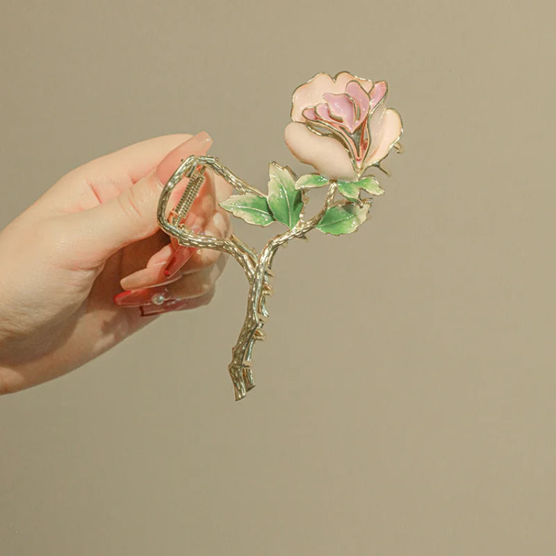 Exquisite Rose Flower Hair Clip