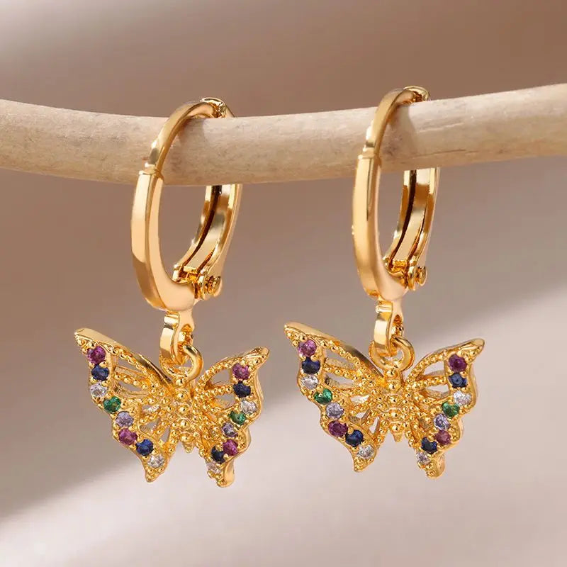 Zircon Butterfly Earrings