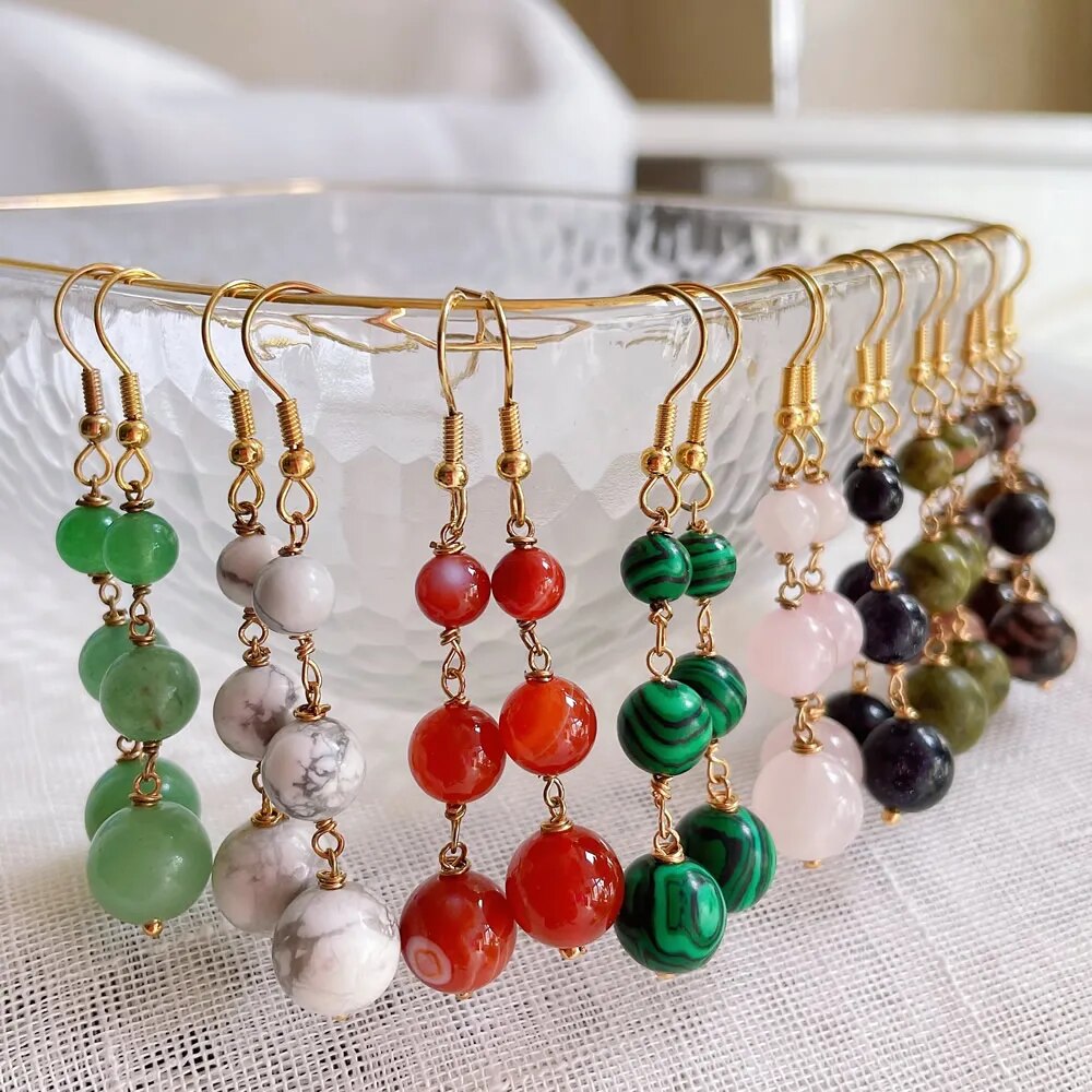 Natural Crystal Beads Earrings (9 colors)