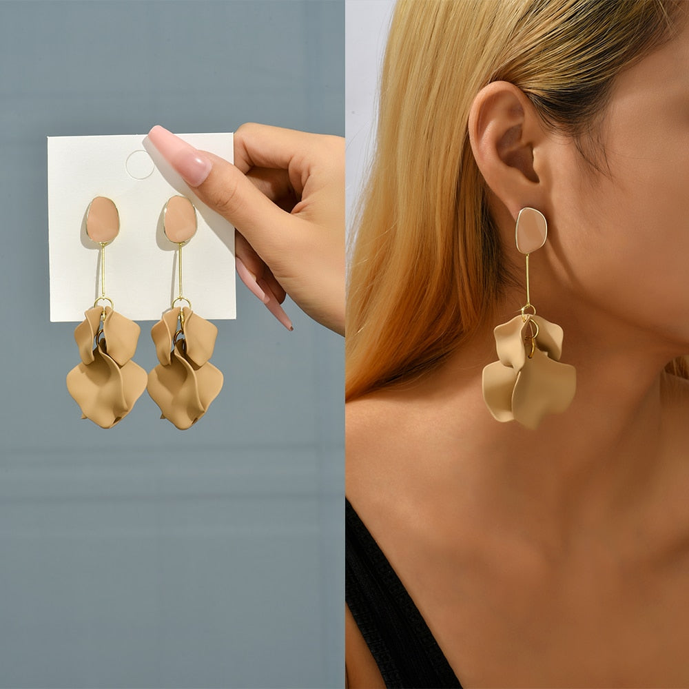 Long/Short Acrylic Flower Petals Dangle Earrings (40 Styles)