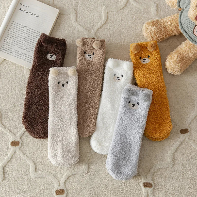 Adorable Teddy Bear Fuzzy Socks (6 colors)