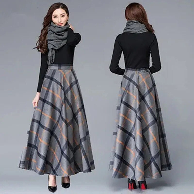 Plaid Long Skirt (3 colors)