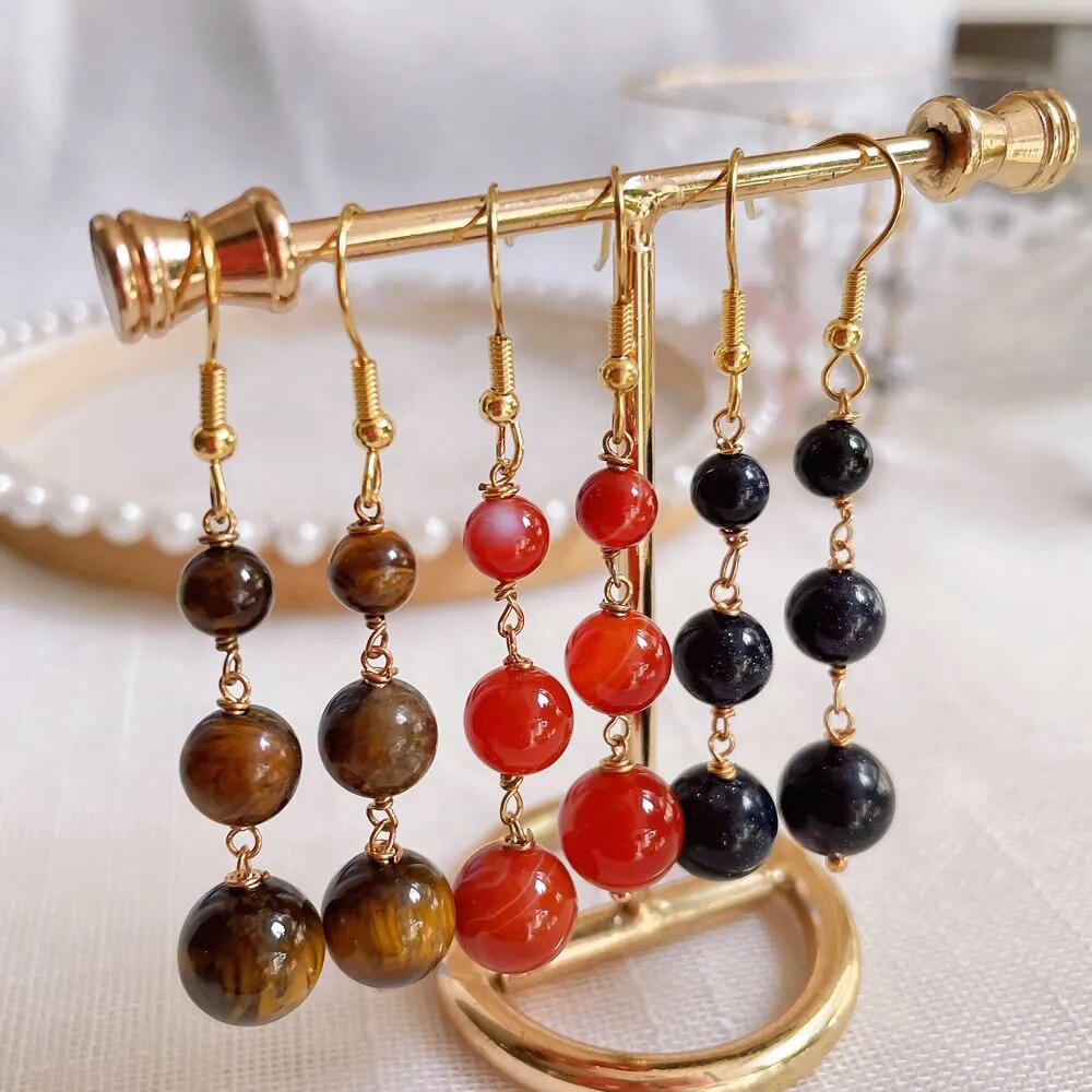 Natural Crystal Beads Earrings (9 colors)