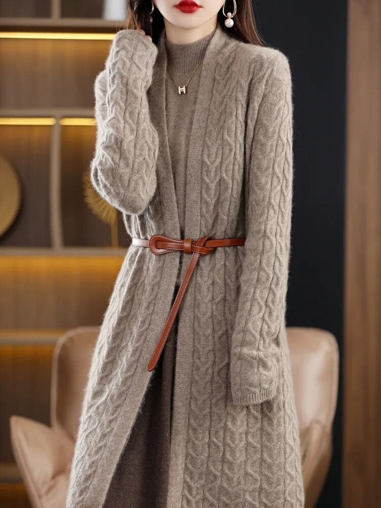 100% Merino Wool Cardigan (beige/taupe)