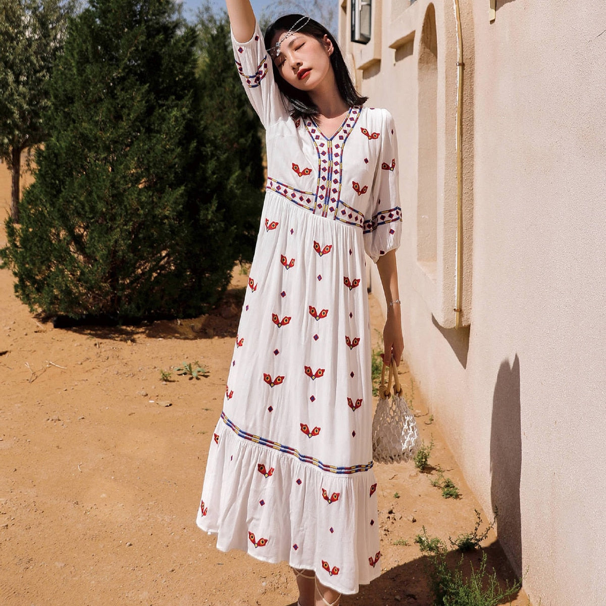 Cotton Embroidered Dress (13 patterns)