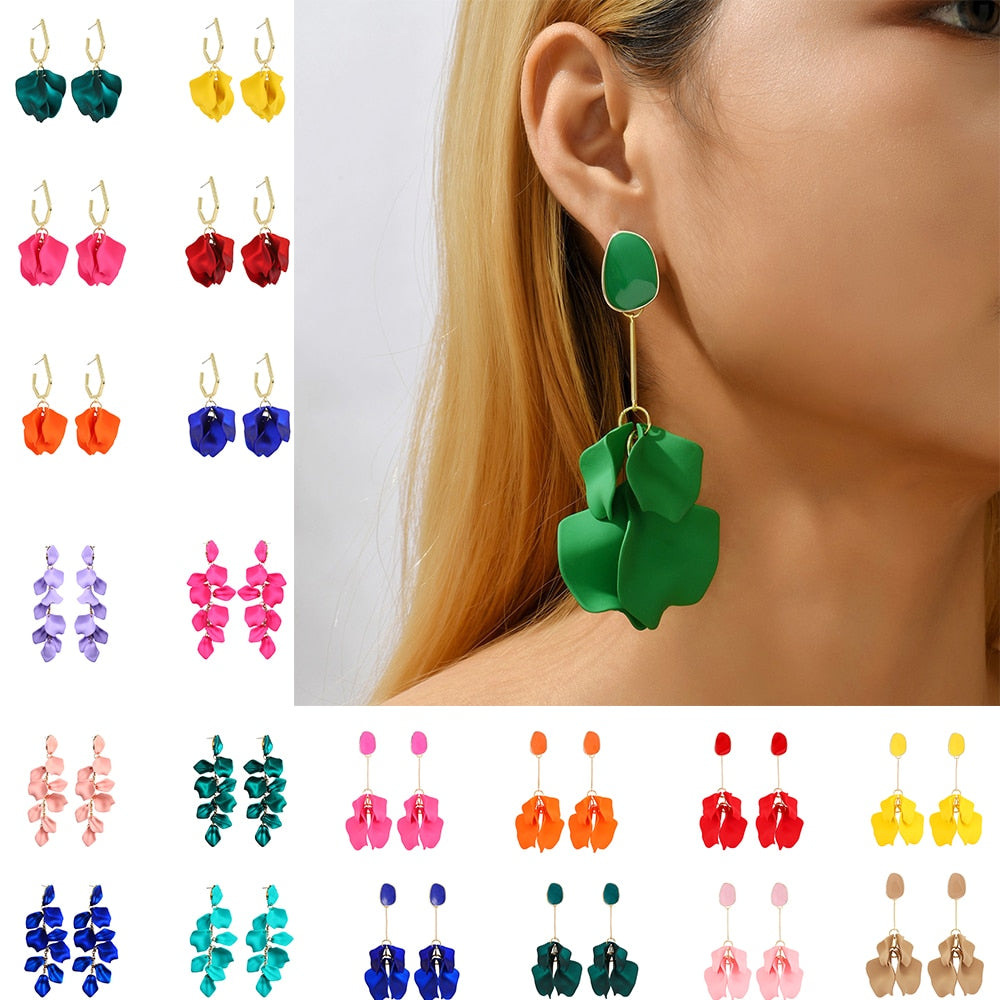 Long/Short Acrylic Flower Petals Dangle Earrings (40 Styles)