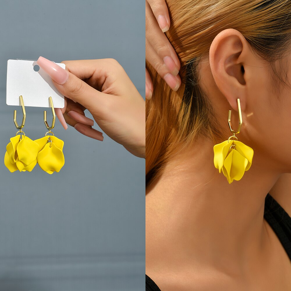 Long/Short Acrylic Flower Petals Dangle Earrings (40 Styles)