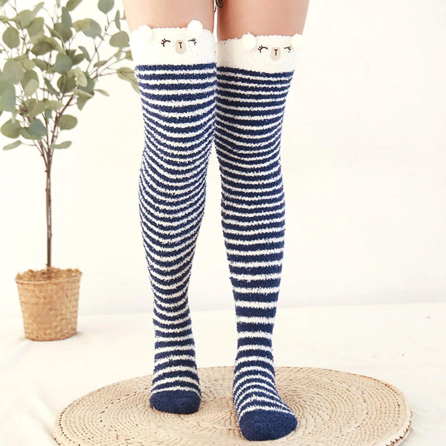 Cute Striped Fuzzy Stockings (4 Options)