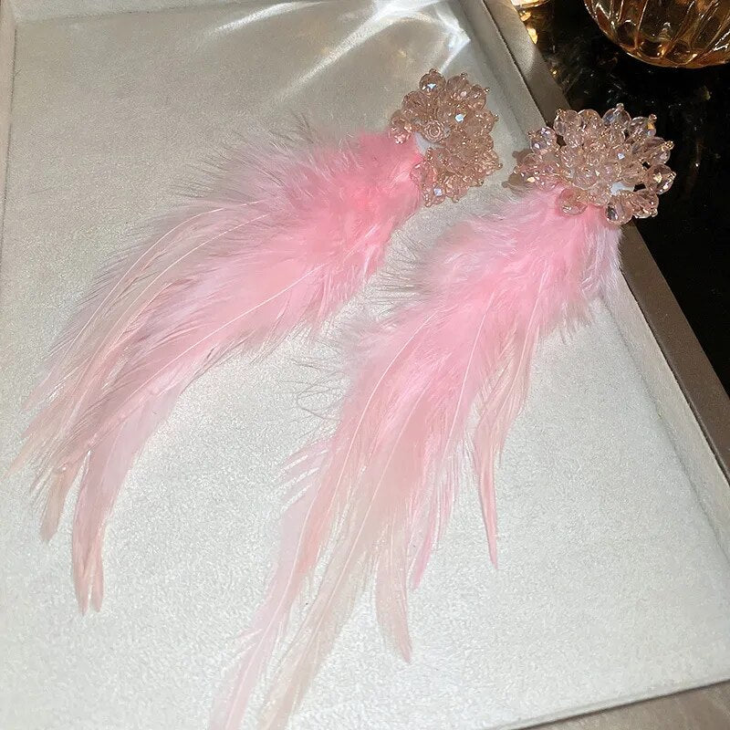 Pink Feather Earrings