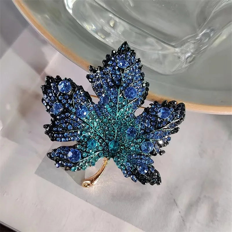 Crystal Maple Leaf Brooches