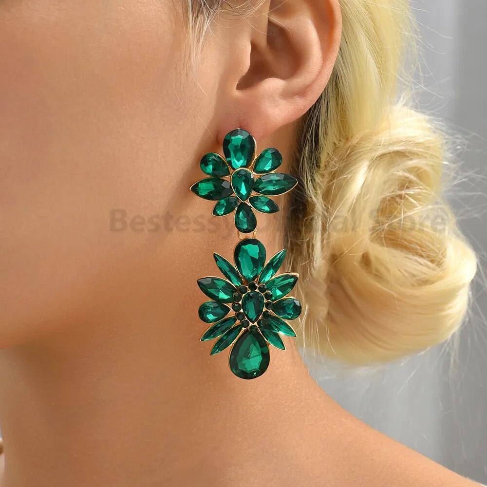 Crystal Flowers Earrings (8 colors)