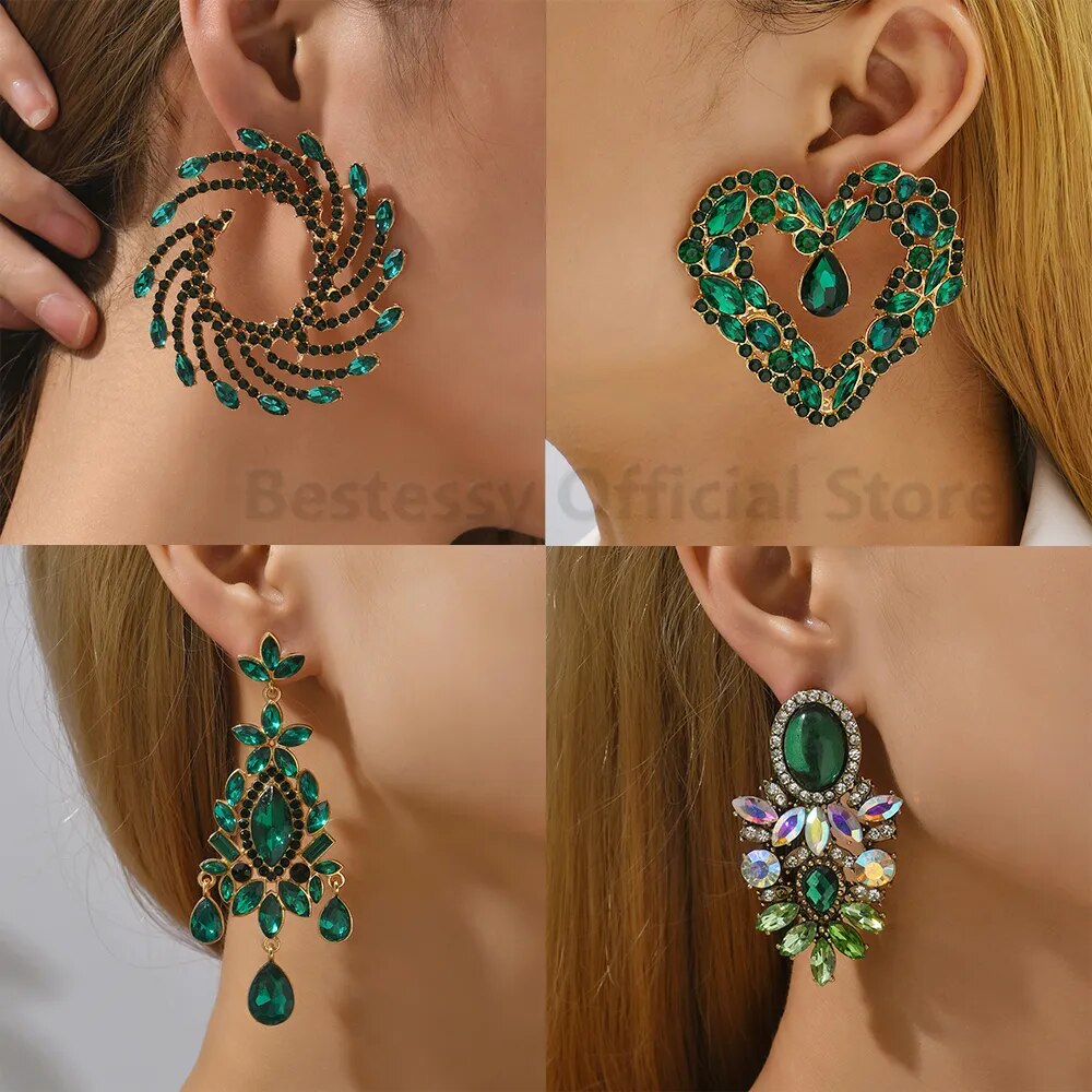 Green LUXURY Crystal Earrings (24 styles)