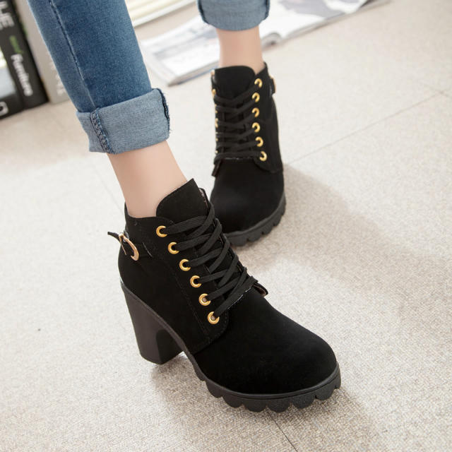 High Heel Lace Up Ankle Boots (4 colors)