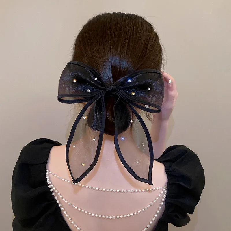 Elegant Black Mesh Lace Bowknot Hair Clips