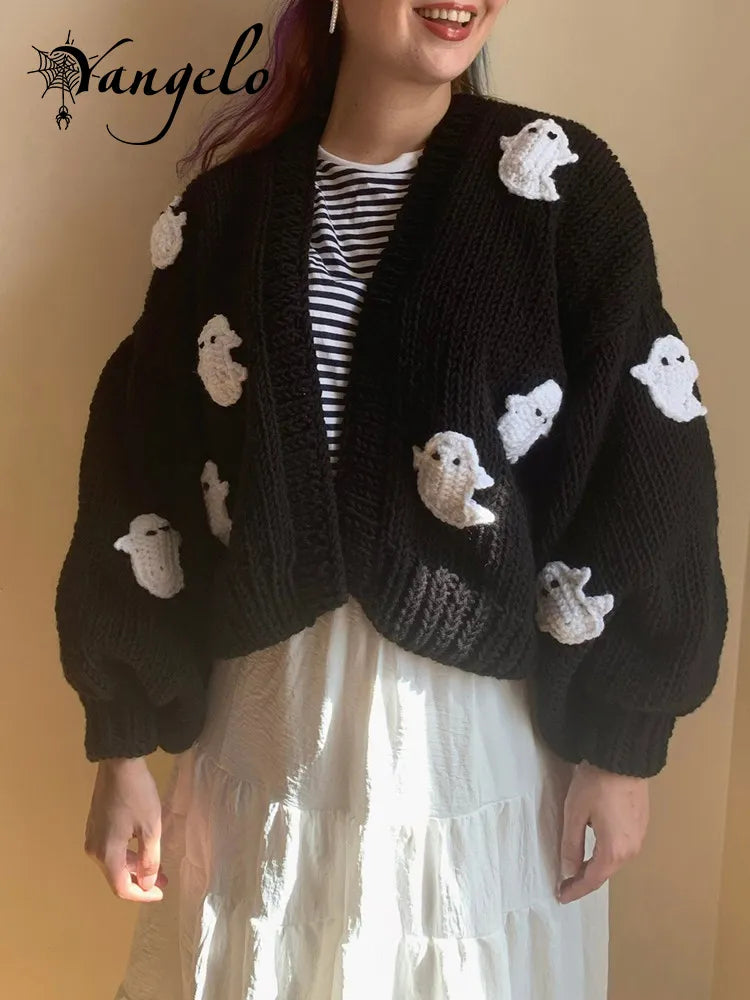 Ghost Embroidered Loose Sweater