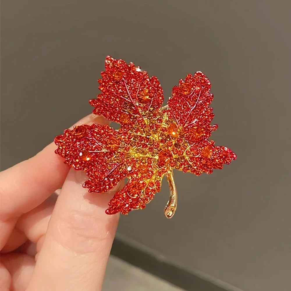 Crystal Maple Leaf Brooches