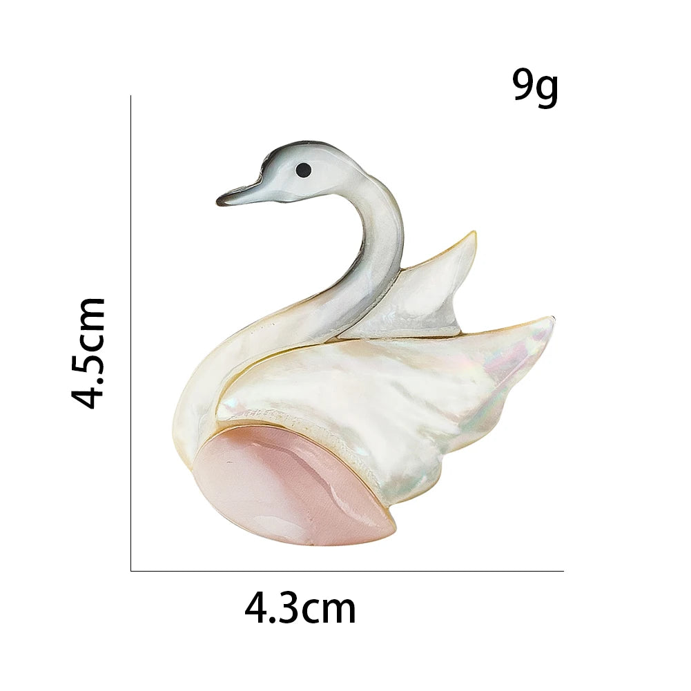 Natural Mother-of-Pearl Shell Swan Brooch