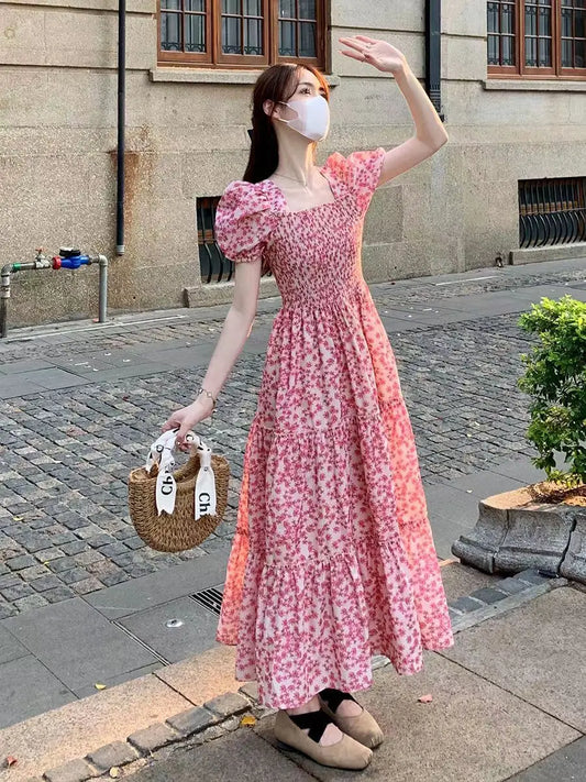 Romantic Summer Dress (Apricot/Pink)