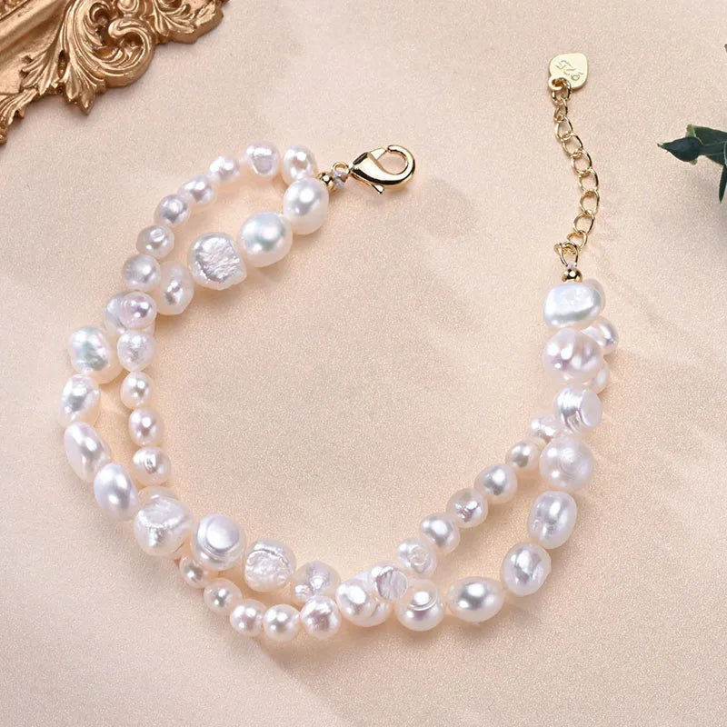 Freshwater White Pearl Double Baroque Bracelet